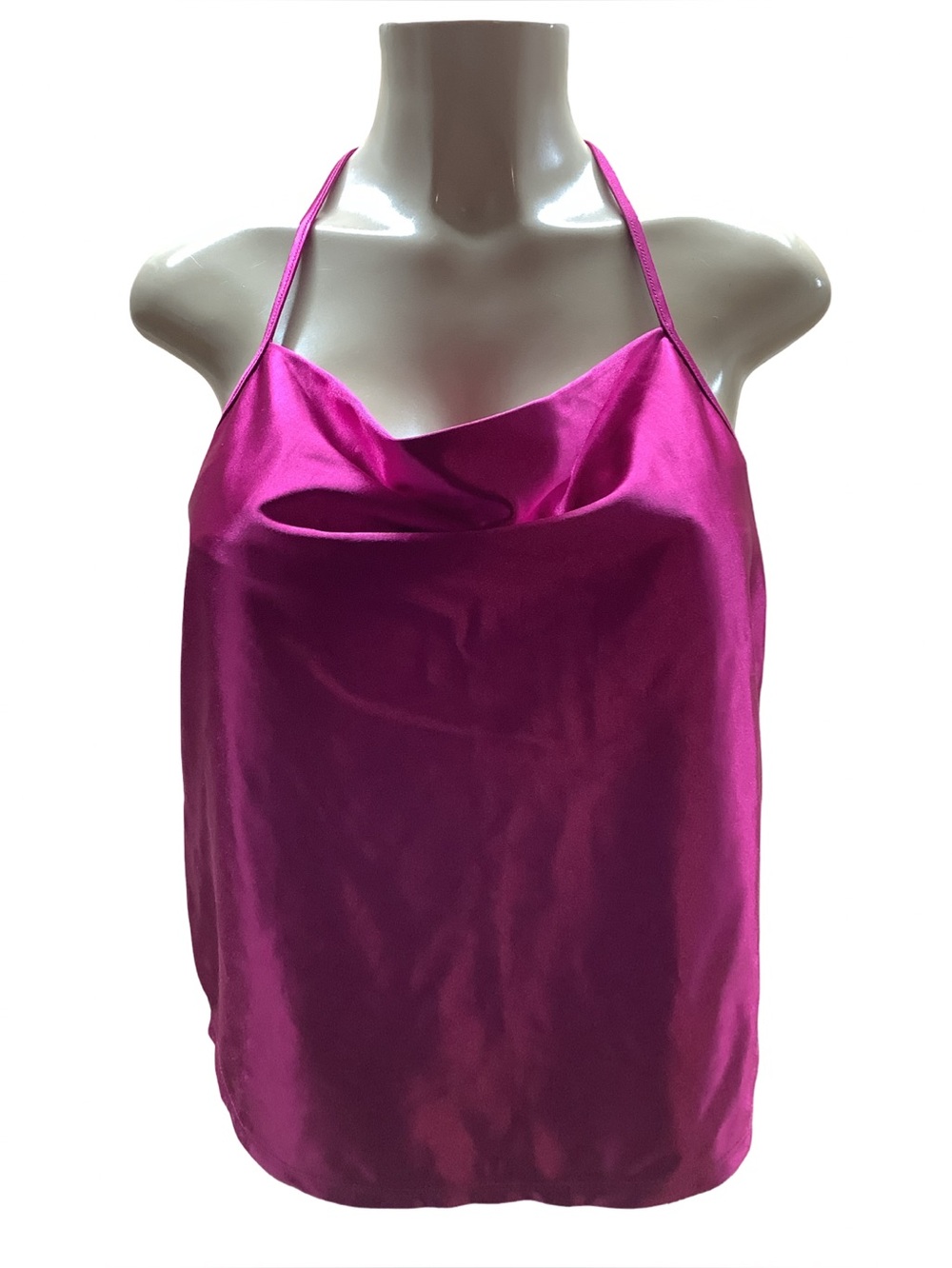 Wild Fable Size Medium Fuchsia Satin Cowl Neck Halter Camisole